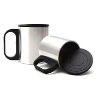 Caneca Metal com Cabo e Tampa Plástica
